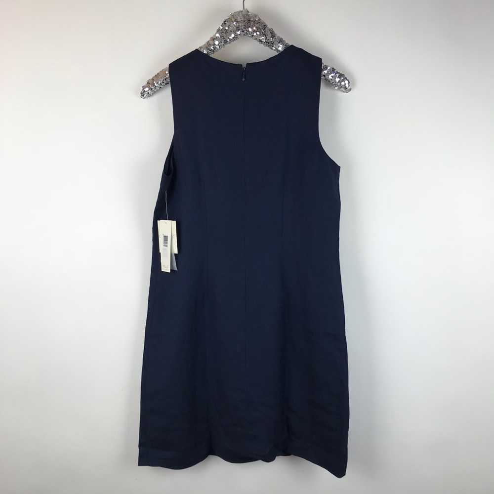 Eliza J Blue Linen Blend Gold Beaded Shift Dress - Picture 2 of 4